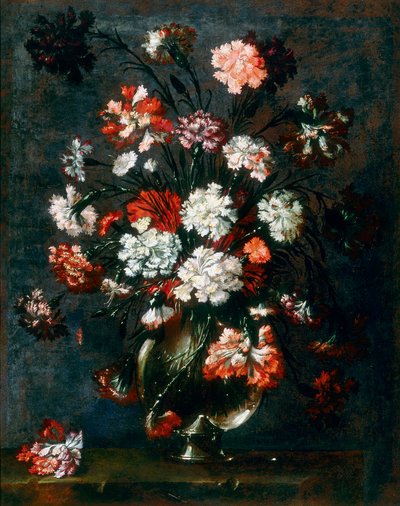 Glass vase with a bunch of carnations by Andrea the Elder Scacciati